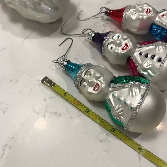 Vintage Mercury Glass Santa & Elves Christmas Ornaments Set (4) - Picture 9 of 9